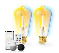 Aigostar Lampadina Filamento LED Smart E27 ST64 Mesh CCT Telecomando 2 Pezzi