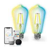 Aigostar Lampadina Filamento LED Smart E27 ST64 Mesh CCT Telecomando 2 Pezzi
