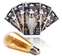 Aigostar Lampadina Filamento LED ST64 E27 4W 400lm 2200K Ambrata 5 Pezzi