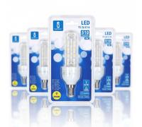 Aigostar Lampadina LED 2U Tubo E14 6W Luce Calda 3000K 510lm 360 Gradi 5 Pezzi