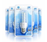 Aigostar Lampadina LED 2U Tubo E27 6W Luce Fredda 6500K 510lm 360 Gradi 5 Pezzi