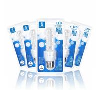 Aigostar Lampadina LED 2U Tubo E27 8W Luce Fredda 6500K 730lm 360 Gradi 5 Pezzi
