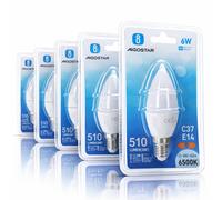 Aigostar Lampadina LED C37 E14 6W 510lm 6500K Luce Fredda 5 Pezzi