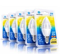 Aigostar Lampadina LED C37 Oliva E14 9W Luce Naturale 4000K 840lm 260 Gradi 5 Pe