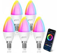 Aigostar Lampadina LED E14 C37 Mesh RGB CCT Smart Dimmerabile Candela 5 Pezzi