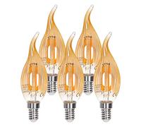 Aigostar Lampadina LED E14 Candela Filamento Vintage 4W (Equivalente A 35W), Lampadina Stile Decorazioni Vintage Edison, Bianco Caldo 2200K, 400 Lumens, CRI>80, Pacco da 5