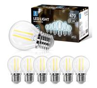 Aigostar Lampadina LED E27 a Filamento, Luce Fredda 6500K,470Lm,4W Equivalenti a 40W,G45 Stile Vintage, Non Dimmerabile, Pacco da 6 Pezzi