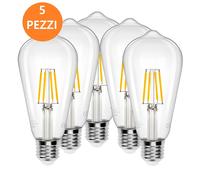 Aigostar Lampadina LED E27 a Filamento Vintage 8w Luce Calda 5 Pezzi