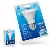 Aigostar Lampadina LED PAR20 E27 8W 580lm Luce Fredda 6500K Set da 5 Pezzi