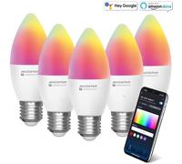 Aigostar Lampadina LED Smart WiFi E27 6.5W RGB+CCT C37 Dimmerabile 5 PEZZI