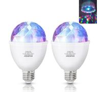 Aigostar Lampadina RGB LED E27,Rotante a 360º,Luci Discoteca LED 3W,Luce Stroboscopica con Effetto da Discoteca per Feste, Bar, Partito, Natale.Confezione da 2