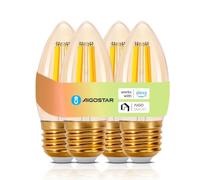 Aigostar Lampadina Smart E27 4.5W 470LM C35 WiFi Edison Alexa 4 Pezzi | Regolazione CCT 2700K A 6500K / Atmosfera Personalizzata Con Luce Dimmerabile / Basso Consumo Equivale 40W/ Orari E Gruppi
