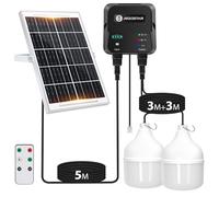 Aigostar- Lampadina Solare da Esterno, 70W, 6500K, con Telecomando, Scatola di Accumulo di Energia, Cavo da 11M, Lampada Solare, IP65 Impermeabile, per Interno, Garage, Giardino, Campeggio, Pesca