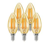 Aigostar Lampadina Stile Decorazioni Vintage Edison, Lampadina LED E14 4W (Equivalente A 35W), Bianco Caldo 2200K, 400 Lumens, CRI>80, Pacco da 5