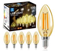 Aigostar Lampadina Stile Vintage Filamento LED E14, C35 4W (Equivalenti a 35W), 400 Lumen, Bianco Caldo 2200K, CRI>80, Ambra Lampadine LED, Pacco da 6