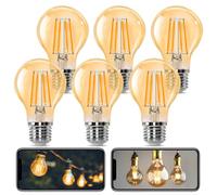 Aigostar Lampadina Vintage Edison LED E27 10W Equivalenti a 77W, Luce Calda 2200K, 1100Lm, CRI＞80, A60 Stile Vintage Lampadine Decorativo, Non Dimmerabile, Pacco da 6 Pezzi
