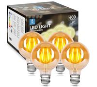 Aigostar Lampadina Vintage Edison LED E27 4W Equivalenti a 35W, Luce Calda 2200K, 400Lm, CRI＞80, G80 Stile Vintage Lampadine Decorativo, Non Dimmerabile, Pacco da 4 Pezzi