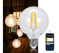 lampadina smart led a filamento g95 6w e27 wifi cct 2700k-6500k 850 lumen d95h130mm compatibile alexa google assistant