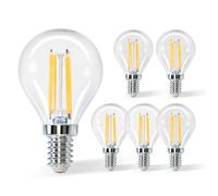 Aigostar Lampadine a Filamento LED E14,Luce Calda 2700K, 4W,Equivalenti a 40 W, 470 Lumen, Angolo di Apertura: 360°,Non Dimmerabile,G45,Confezione da 5 Unità