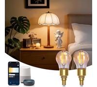 Aigostar Lampadine Alexa, Lampadine Led E14 Vintage, G45 Ambra, 4.5W, 470LM, Bianco Caldo Dimmerabile 2700K - 6500K, 2 Unità
