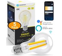 Aigostar Lampadine Smart Vintage E27 A60 6W 850lm WiFi Alexa Google 5 pezzi