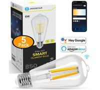 Aigostar Lampadine Smart Vintage E27 ST64 6W Edison WiFi Alexa 5 pezzi