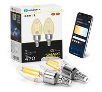 Aigostar Lampadine Smart WiFi E14 Alexa Lampadine Vintage C35 4.5W Edison Lampadina WiFi Dimmerabile 2700K-6500K, Controllo Remoto tramite APP, Compatibile Con Alexa, Google Home, Trasparente 2 pezzi
