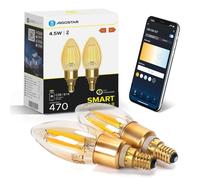Aigostar Lampadine WiFi Alexa E14 Smart Lampadina Edison C35 4.5W 470lm Lampadine Smart Retrò Dimmerabile 2700K-6500K bianco freddo caldo, Compatibile Con Alexa, Google Home, ámbar 2 pezzi