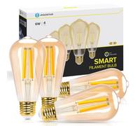 Aigostar Lampadine WiFi Alexa E27 Smart Lampadina Edison ST64 6W 806lm Lampadine Smart Retrò Dimmerabile 2700K-6500K bianco freddo caldo, Compatibile Con Alexa, Google Home, Oro 4 pezzi