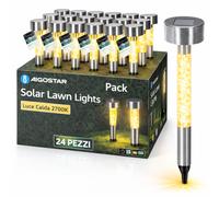 Aigostar Lampioncino LED Solare Argento IP44 Luce Calda 2700K H 36,7cm 24 Pezzi
