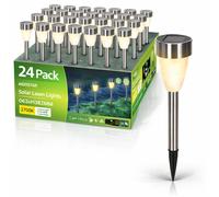 Lampioncino segnapassi Led Busby 0,018W Argento in acciaio con pannello solare IP44 Bianco caldo 2700K con sensore crepuscolare Aigostar