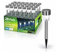 Aigostar Lampioncino LED Solare Argento IP44 Luce Fredda 6500K H 29,5cm 28 Pezzi