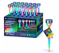 Aigostar Lampioncino LED Solare Argento IP44 Luce RGB H 32cm Segnapassi 24 Pezzi