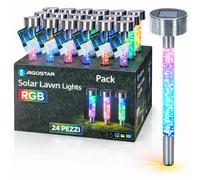 Aigostar Lampioncino LED Solare Argento IP44 Luce RGB H 36,7cm Segnapassi 24 Pez