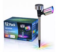 Aigostar Lampioncino LED Solare Argento IP44 Luce RGB H 37,5cm Faretto 12 Pezzi