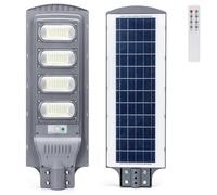 Lampione stradale Led 200W Grigio con pannello solare IP65 Bianco freddo 6500K con sensore crepuscolare e di movimento Aigostar