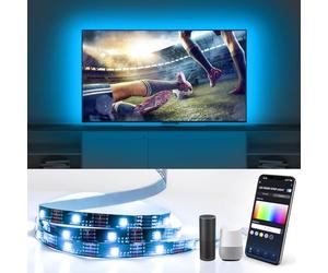 Aigostar LED Striscia TV Alexa 4 * 0.5 Metri, Luci RGB con 28 Tasti Telecomando, Wi-Fi Compatibile con Google Assistant, Sync Music, per PC, 32-60 Pollici