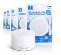 Aigostar Luce LED Notturna Magnetica USB 3000K Calda 45lm Dimmerabile 5 Pezzi