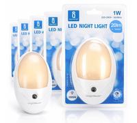 Aigostar Luce LED Notturna Sensore Crepuscolare 3000K Calda 20lm 230V 1W 5 Pezzi