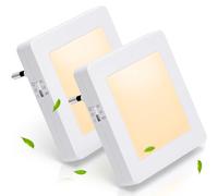 Aigostar Luce Notturna Bambini con Sensore Crepuscolare, 2 Pezzi Luci Notturne LED 2 Livelli Luminosità, 0.36W 3000K Bianco Caldo Luce Notturna da Presa per Camere da Letto, Corridoio, Cucina, Scale