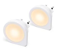Aigostar Luce Notturna Bambini con Sensore Crepuscolare, 2 Pezzi Luci Notturne LED, Luce Notturna da Presa per Camere da Letto, Corridoio, Cucina, Scale, 0.2W Lampada da Comodino 3000K Bianco Caldo