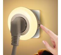 Aigostar Luce Notturna con Presa e Presa di Corrente, 3 Colori Luce Notte con Sensore di Luce e Controllo Tattile per Camera da Letto, Corridoio, Cucina, Scale e Bagno