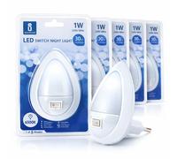 Aigostar Luce Notturna LED con Interruttore Presa Muro Luce Fredda 6500K 5 Pezzi