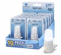Aigostar Luce Notturna LED Interruttore 6500K Fredda 50lm 0.8W Presa Muro 10 Pez