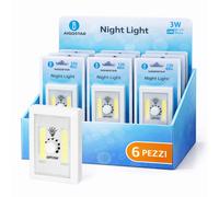 Aigostar Luce Notturna LED Pressione 6500K Fredda 120lm 3W Batteria AAA 6 Pezzi