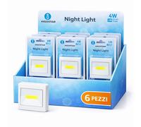 Aigostar Luce Notturna LED Pressione 6500K Fredda 120lm 4W Batteria AAA 6 Pezzi
