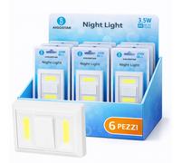 Aigostar Luce Notturna LED Pressione 6500K Fredda 220lm 3.5W Batteria AAA 6 Pezz