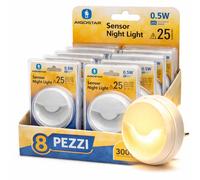 Aigostar Luce Notturna LED Sensore Crepuscolare 3000K Calda 25lm 220V 8 Pezzi