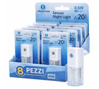 Aigostar Luce Notturna LED Sensore Crepuscolare 6500K Fredda 20lm 0.6W 220V 8 Pe