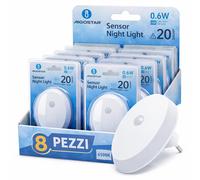 Aigostar Luce Notturna LED Sensore Crepuscolare 6500K Fredda 20lm 0.6W 220V 8 Pe